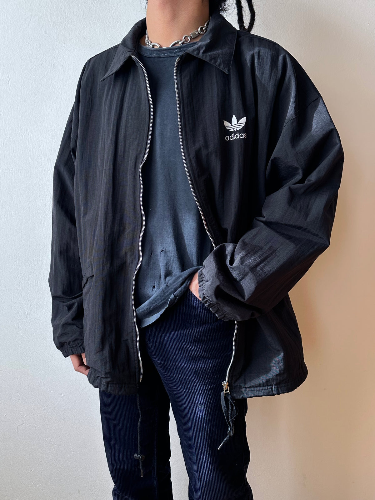 Late 1980s Adidas Black Nylon jacket