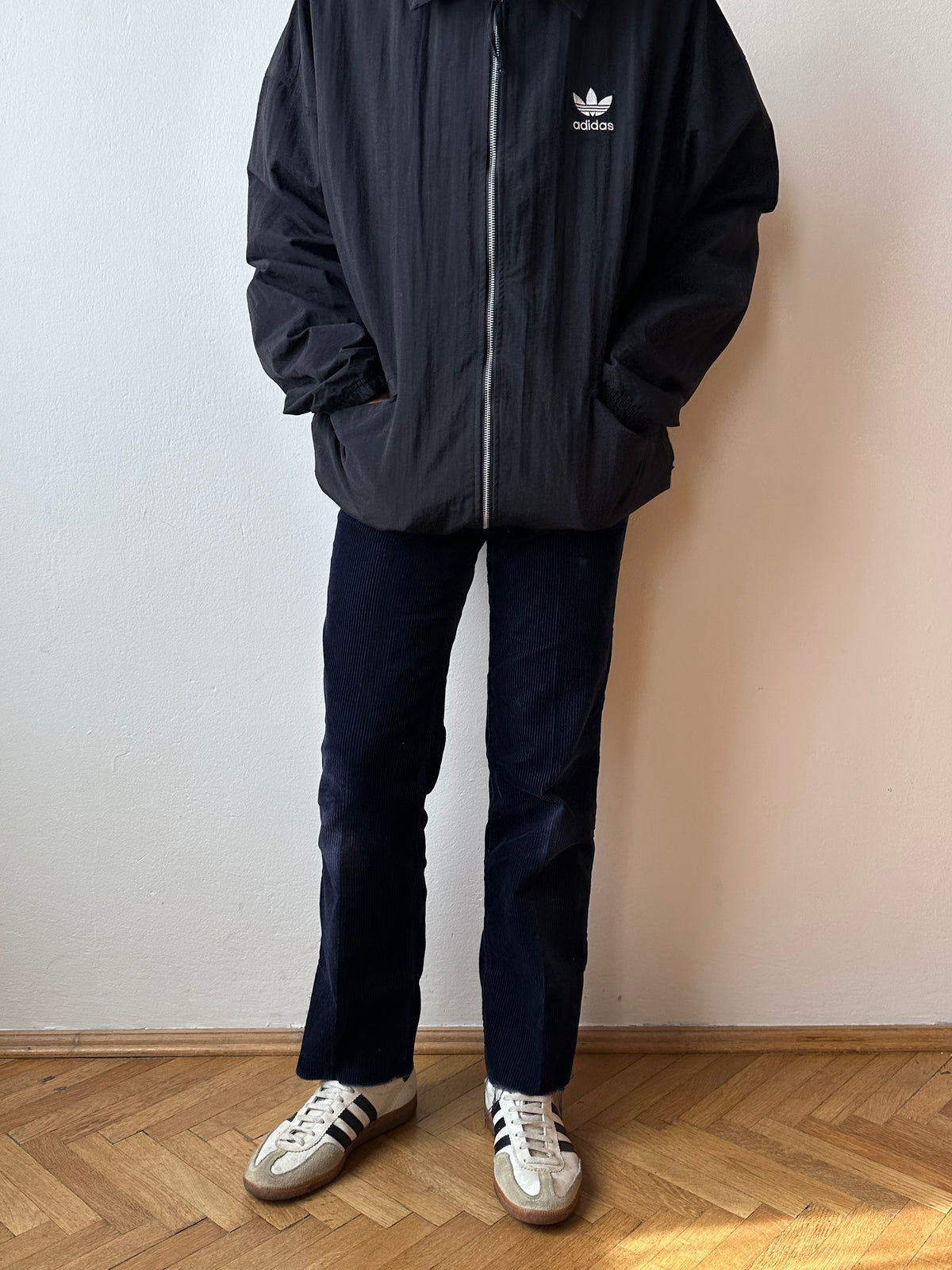 Late 1980s Adidas Black Nylon jacket