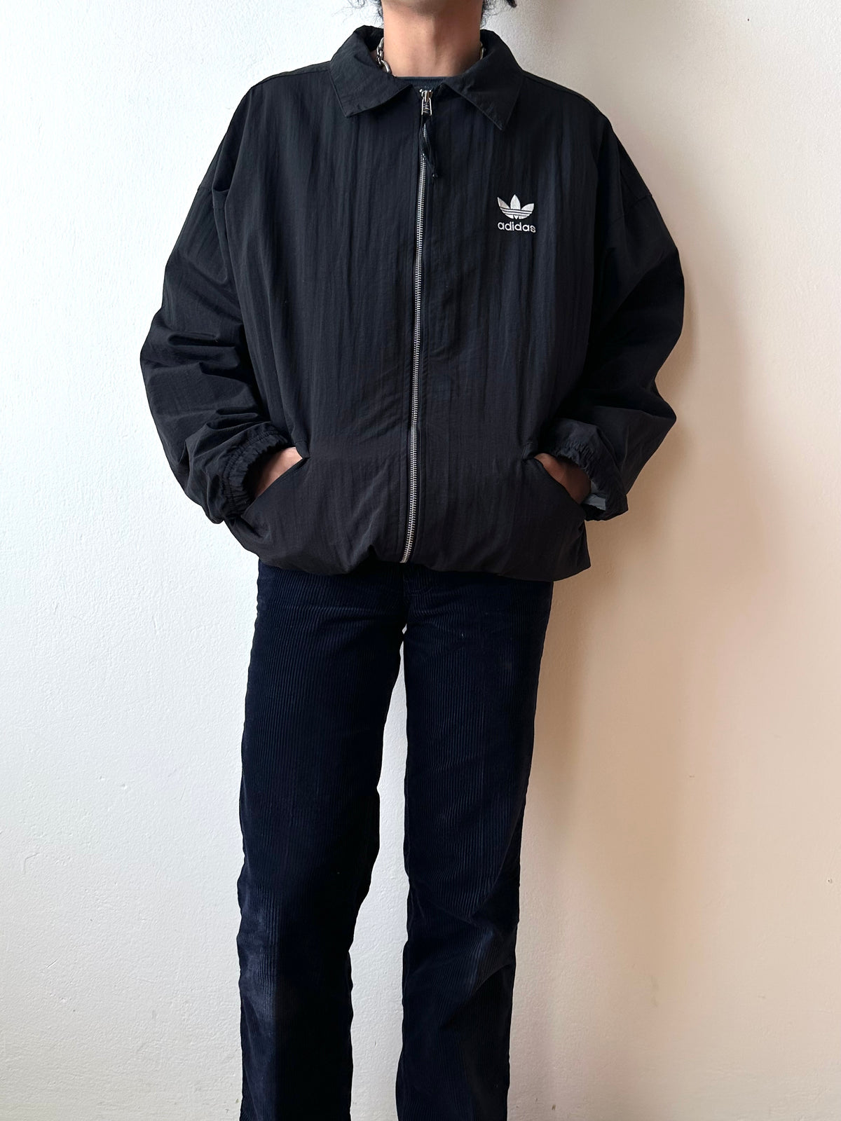 Late 1980s Adidas Black Nylon jacket