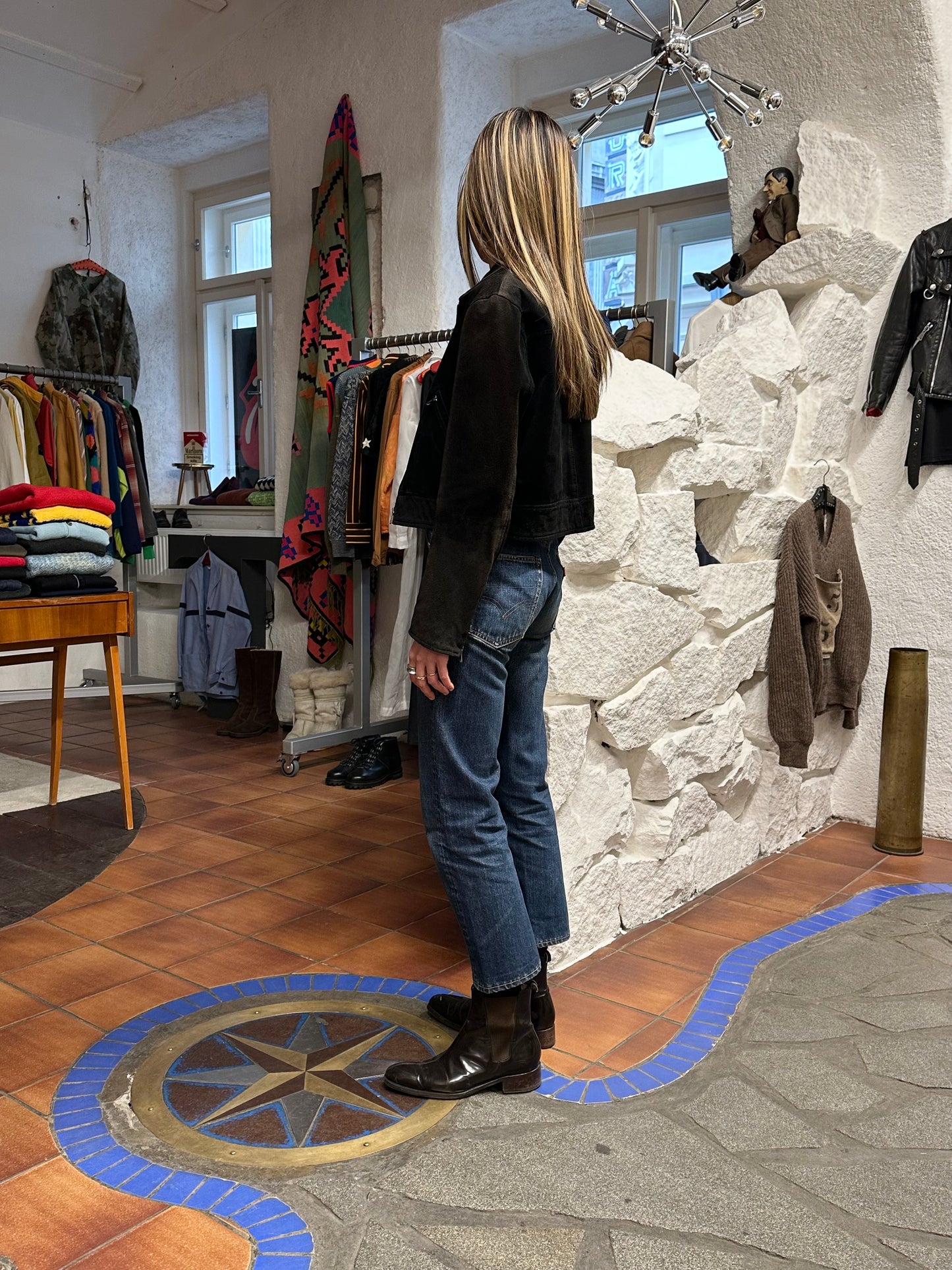 black suede leather short jacket