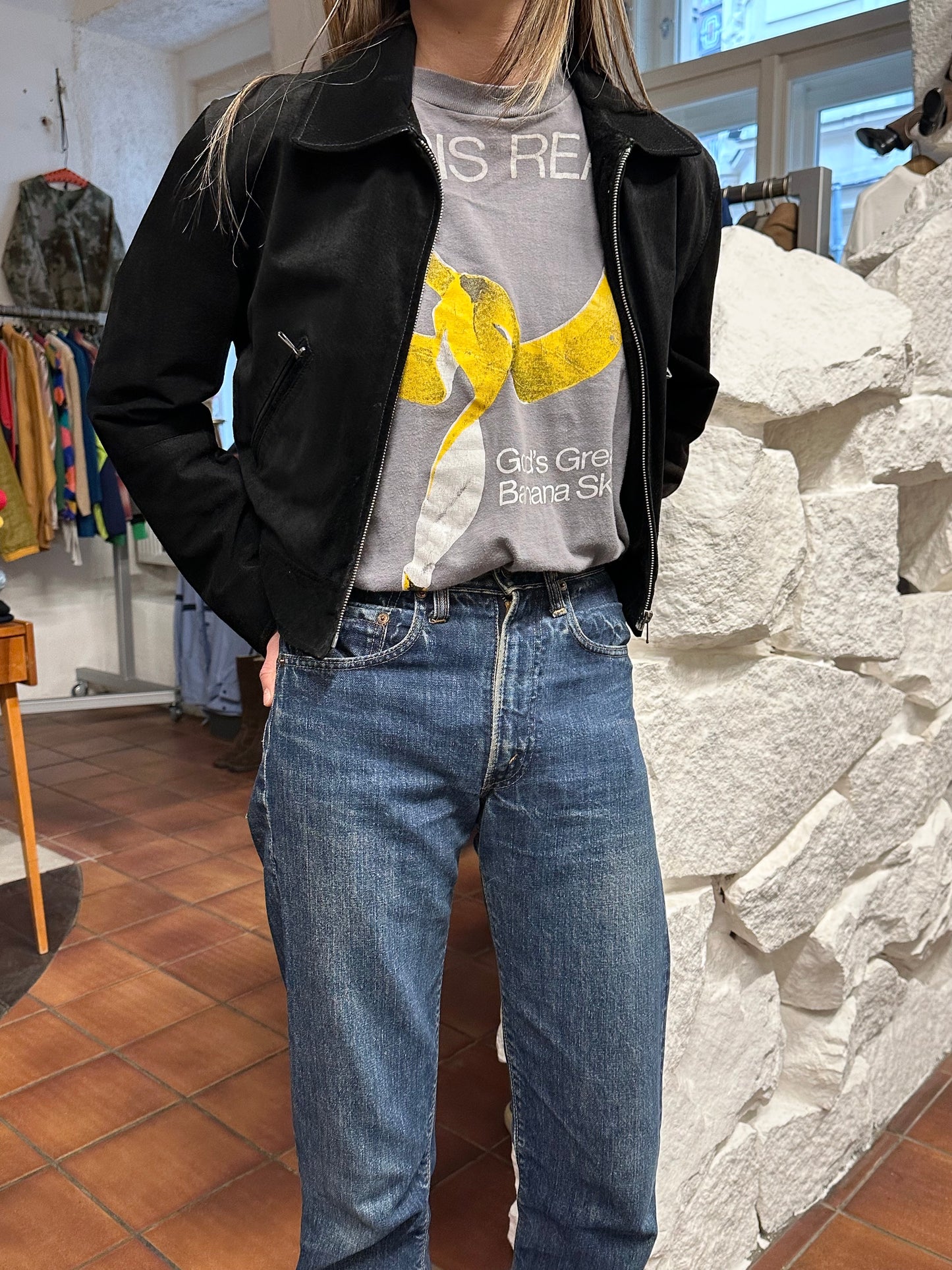 black suede leather short jacket