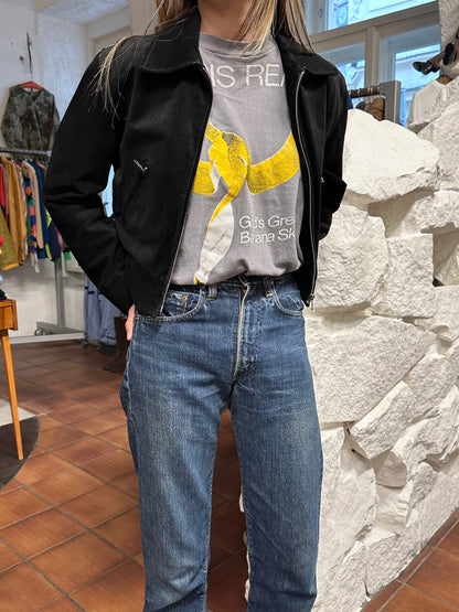 black suede leather short jacket