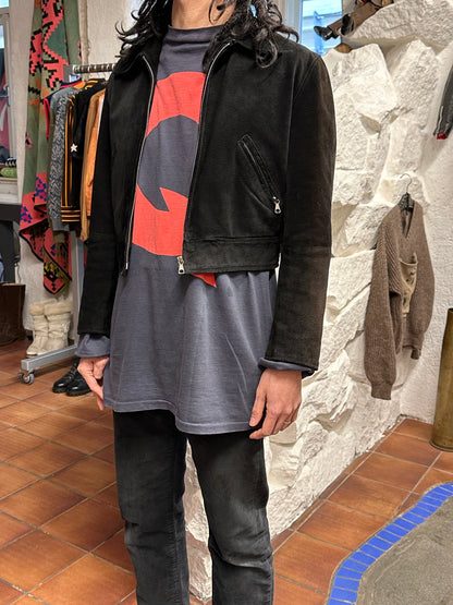 black suede leather short jacket