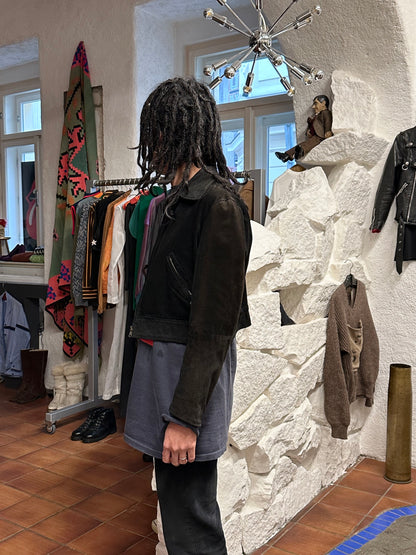 black suede leather short jacket