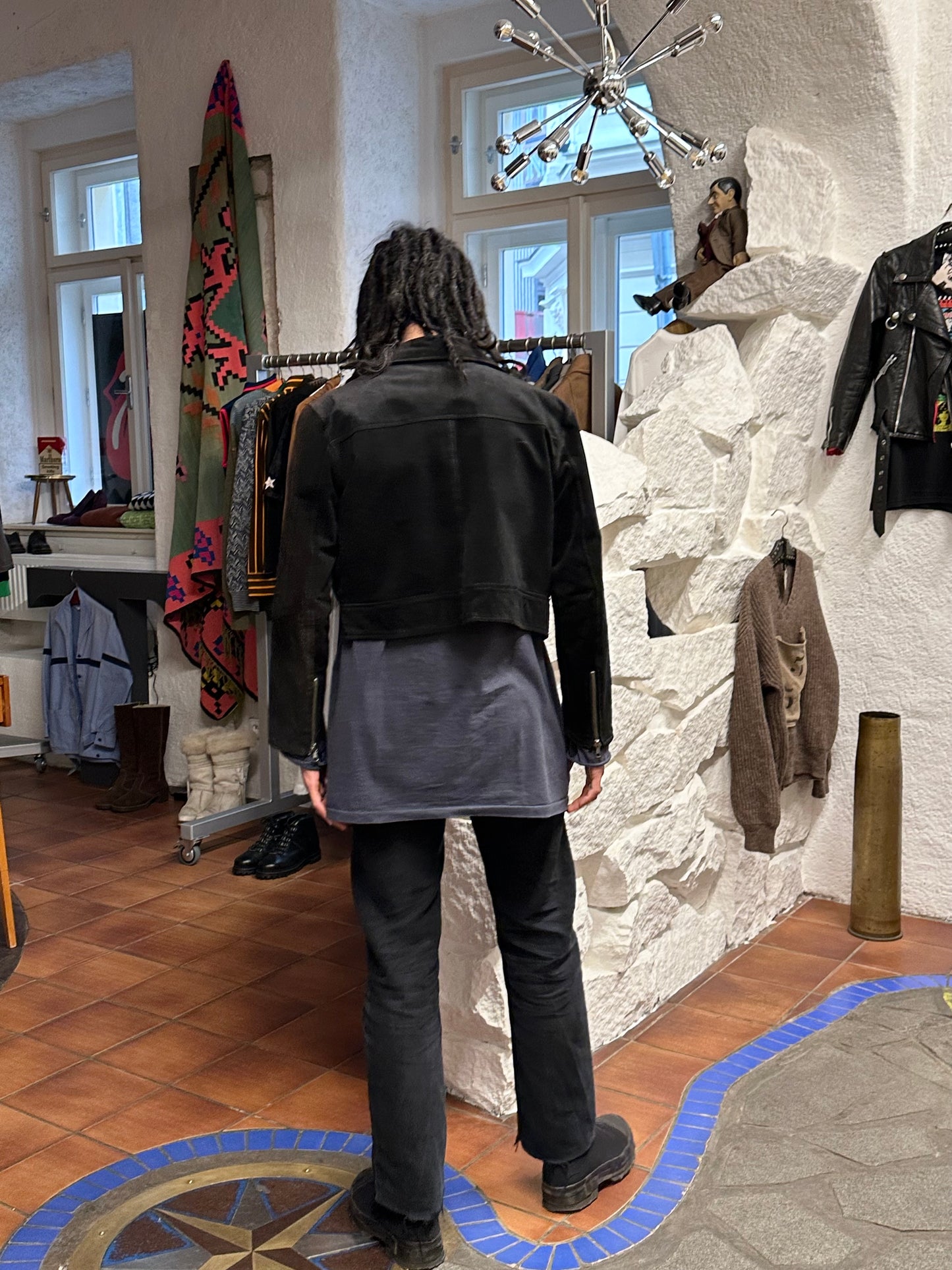 black suede leather short jacket