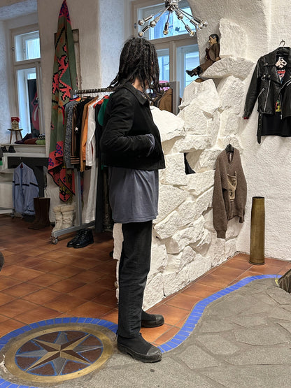 black suede leather short jacket