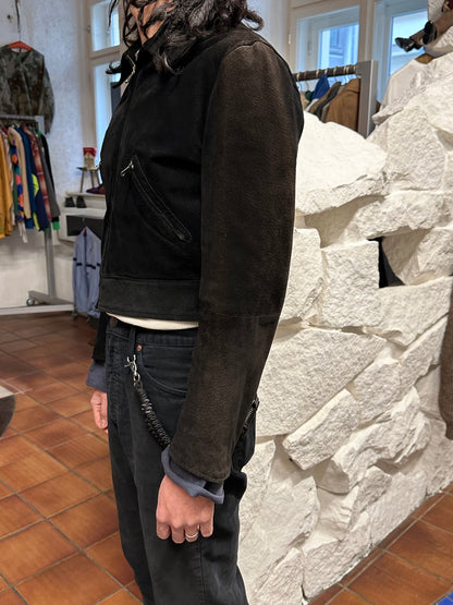 black suede leather short jacket