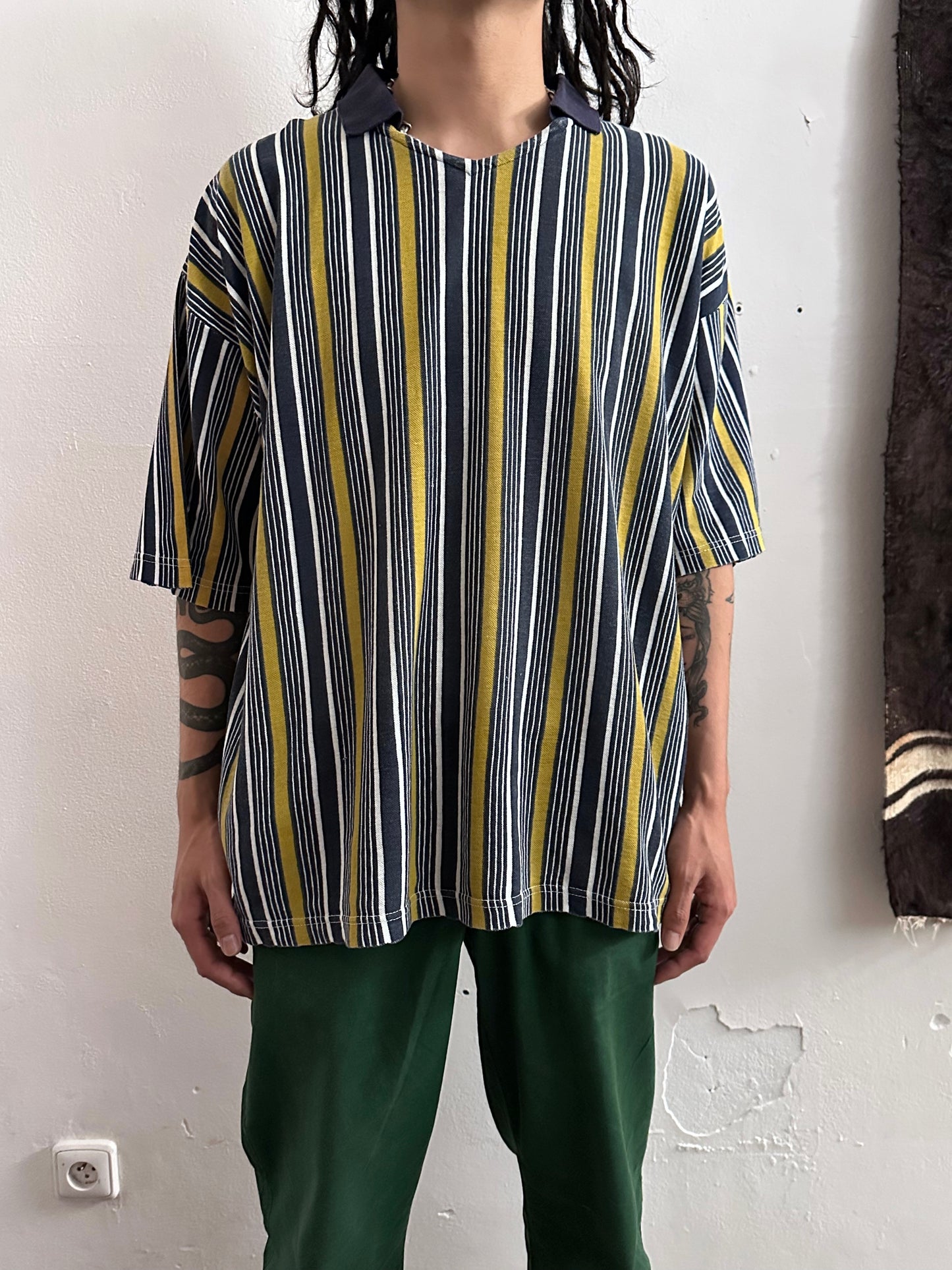 1990s striped polo shirt