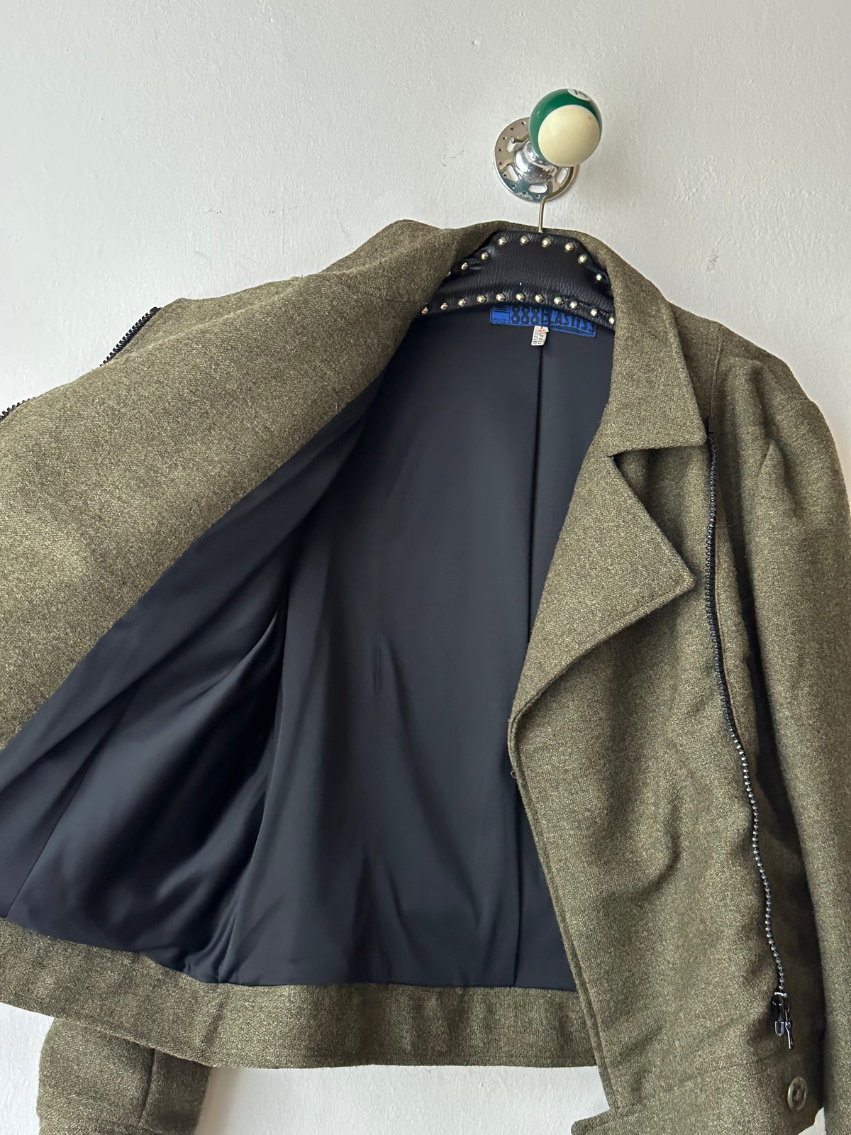 1970s Biker Jacket Wool Rare Prouvost Wool French Fabric Harker's Sports Bruxelles ブリュッセル ベルギー ライダース 70年代 フレンチ Toto Praha Vintage clothing shop Antique shop 古着屋 プラハ Showroom appointment Prague ユーロ古着 ヨーロッパ古着 古着卸 ヴィンテージ 