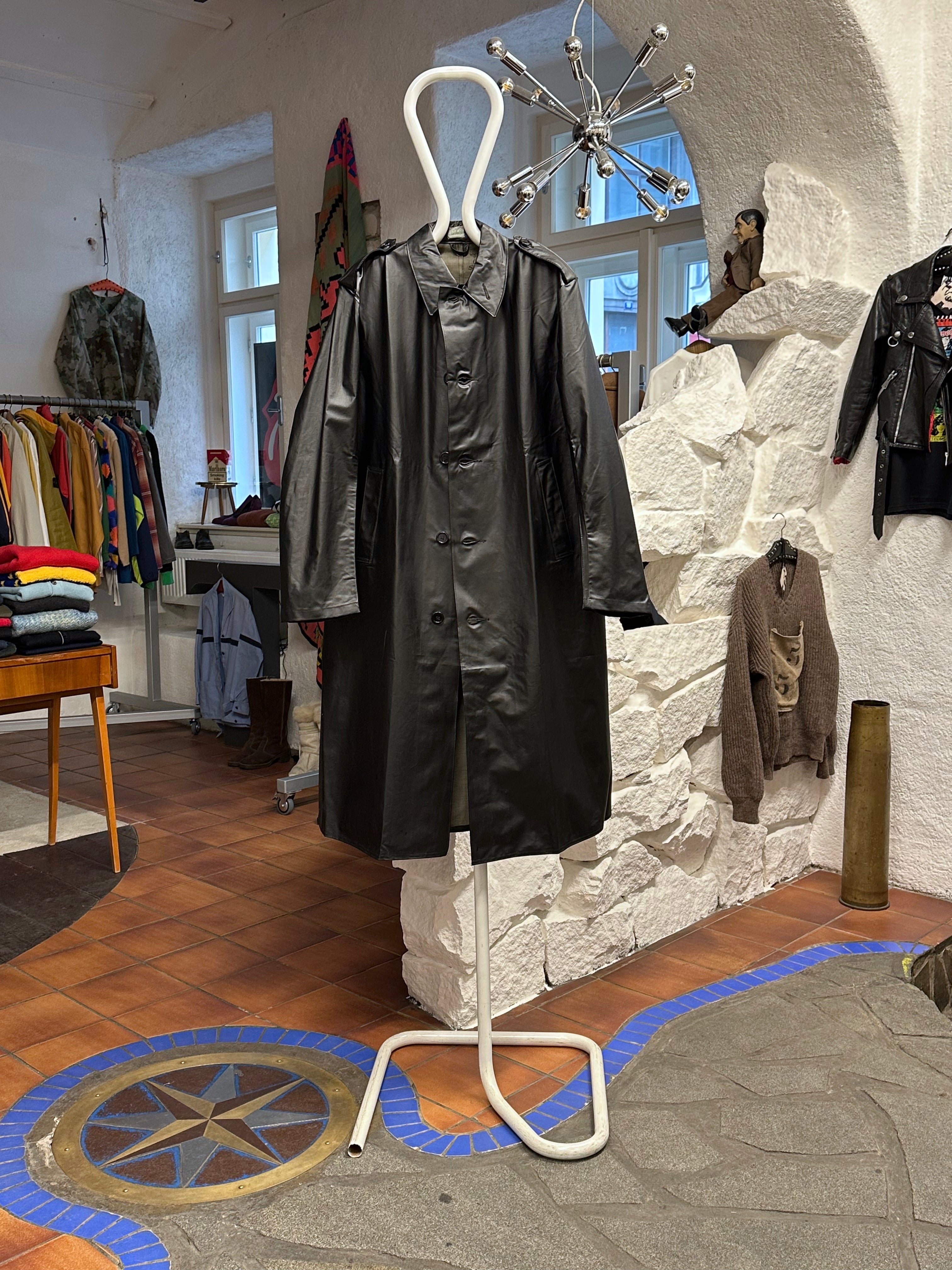 60s Swedish Army Black Rubber Raincoat – TOTO