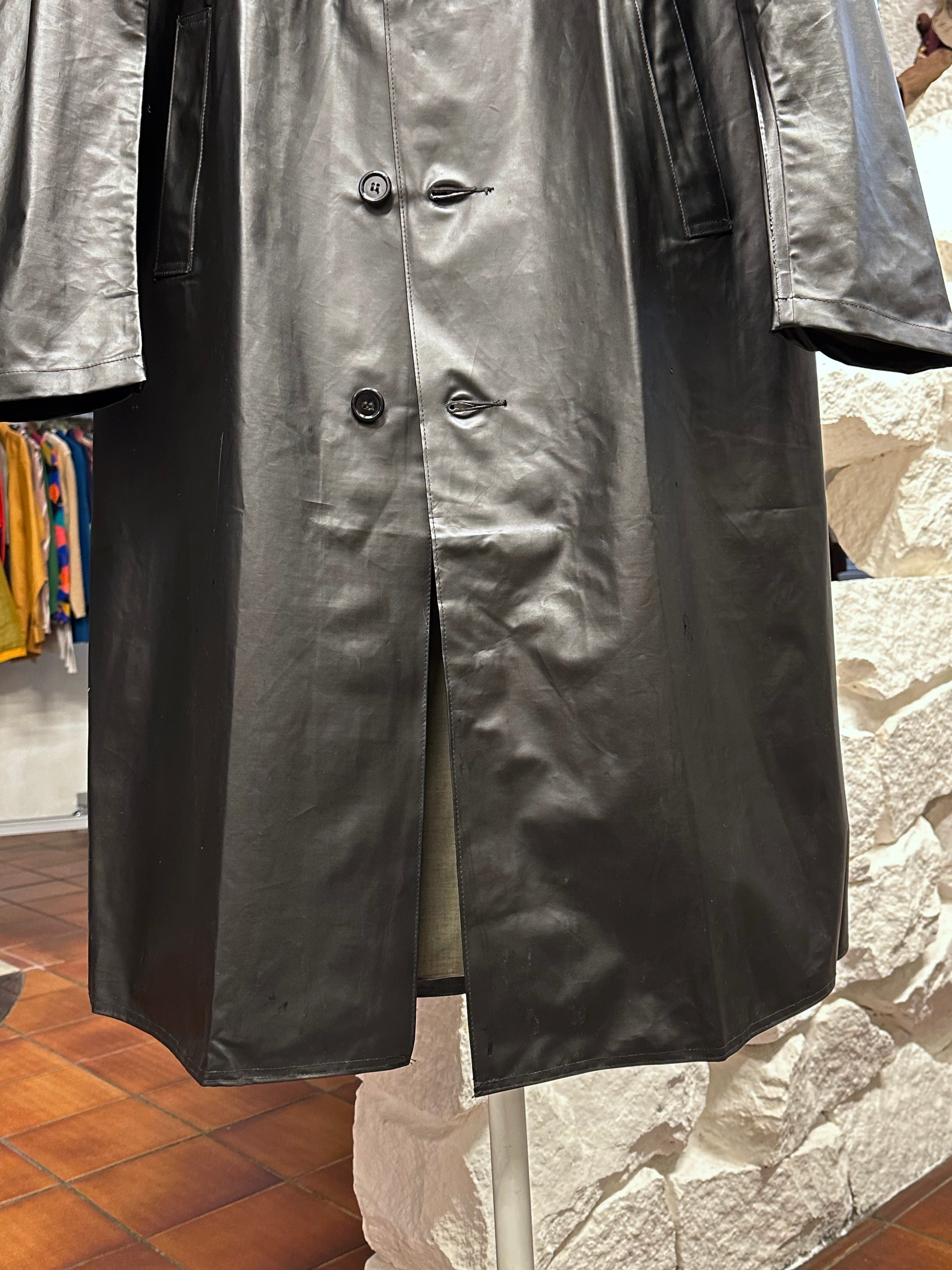 60s Swedish Army Black Rubber Raincoat – TOTO