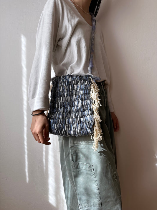 blue fringe shoulder bag