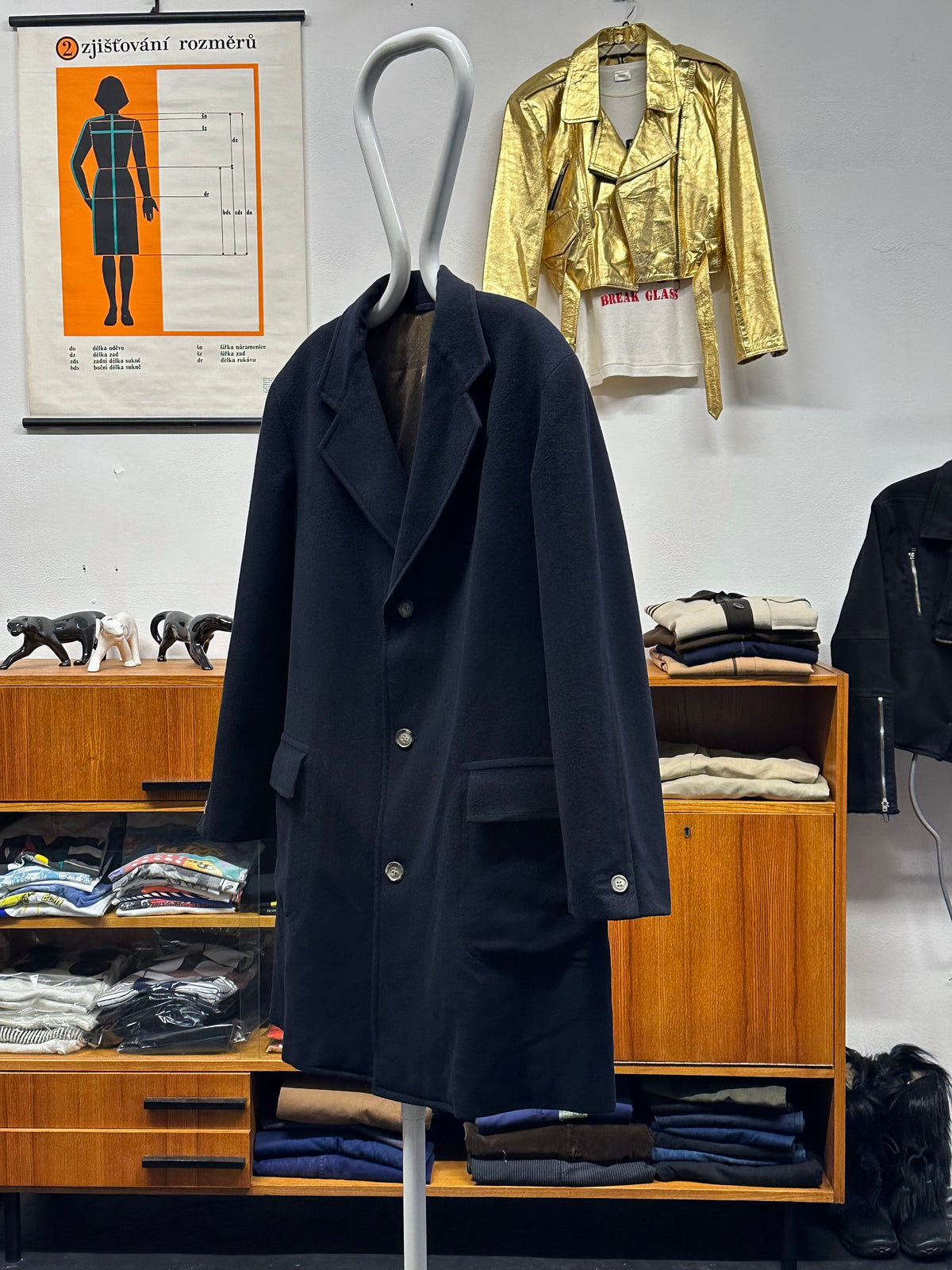 Late 1980s C.P. COMPANY Black Wool Coat
