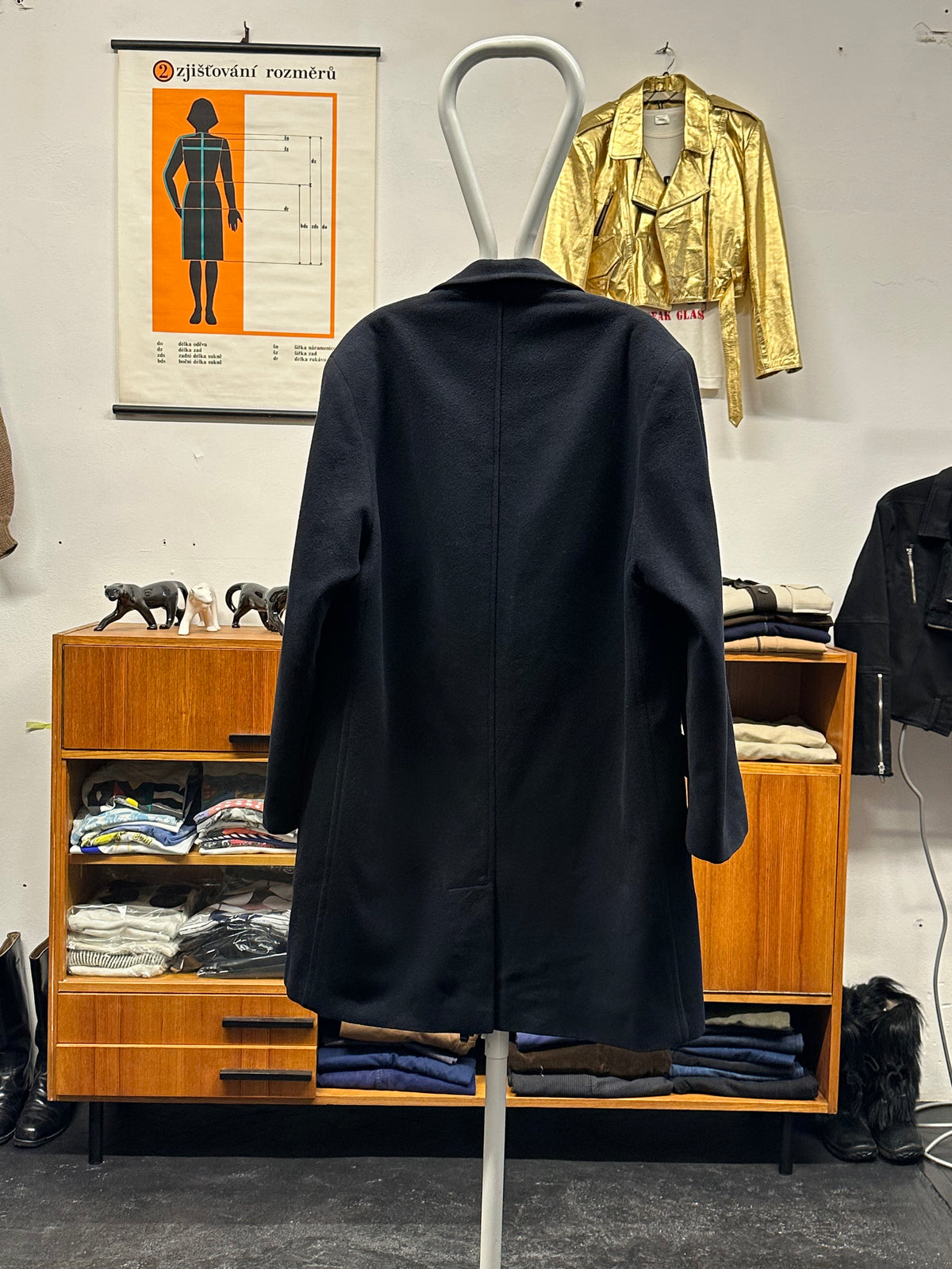 Late 1980s C.P. COMPANY Black Wool Coat
