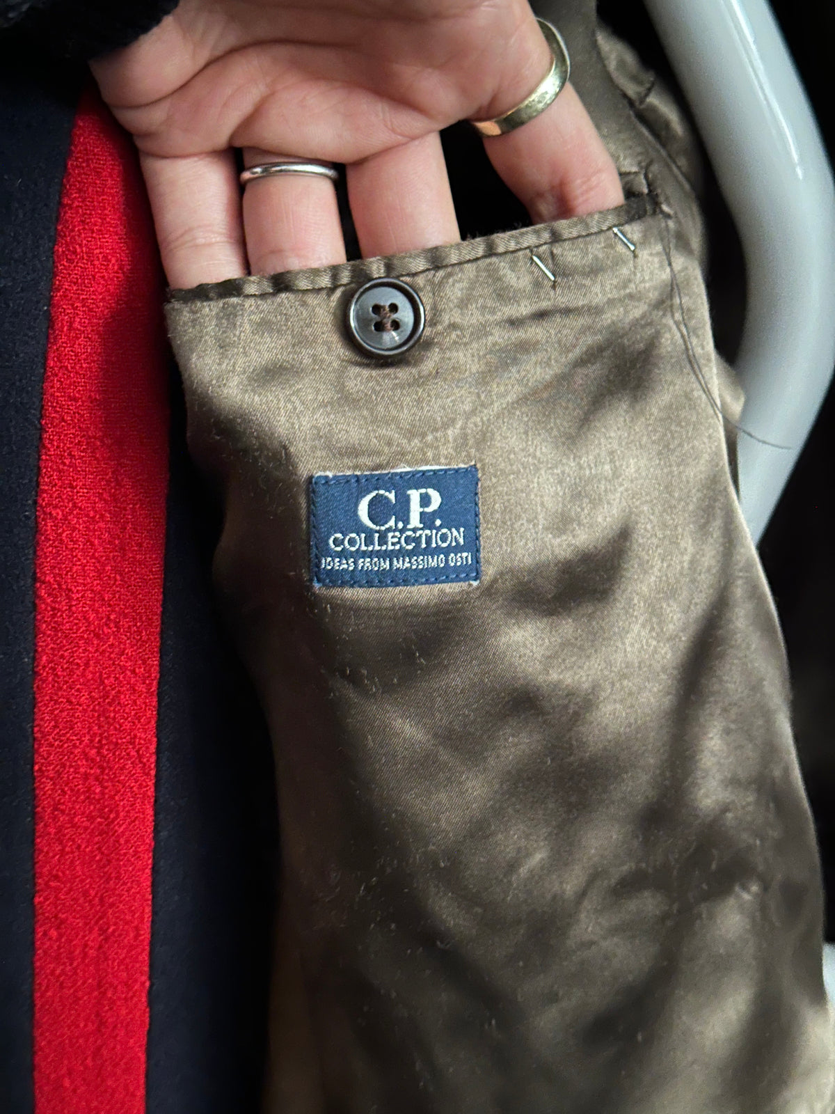 1987 Late 1980s 80s 80年代 C.P. COMPANY Black Wool Coat Massimo Osti Made in Italy Toto Praha Vintage clothing shop Antique shop 古着屋 プラハ Showroom appointment Prague ユーロ古着 ヨーロッパ古着 古着卸 ヴィンテージ