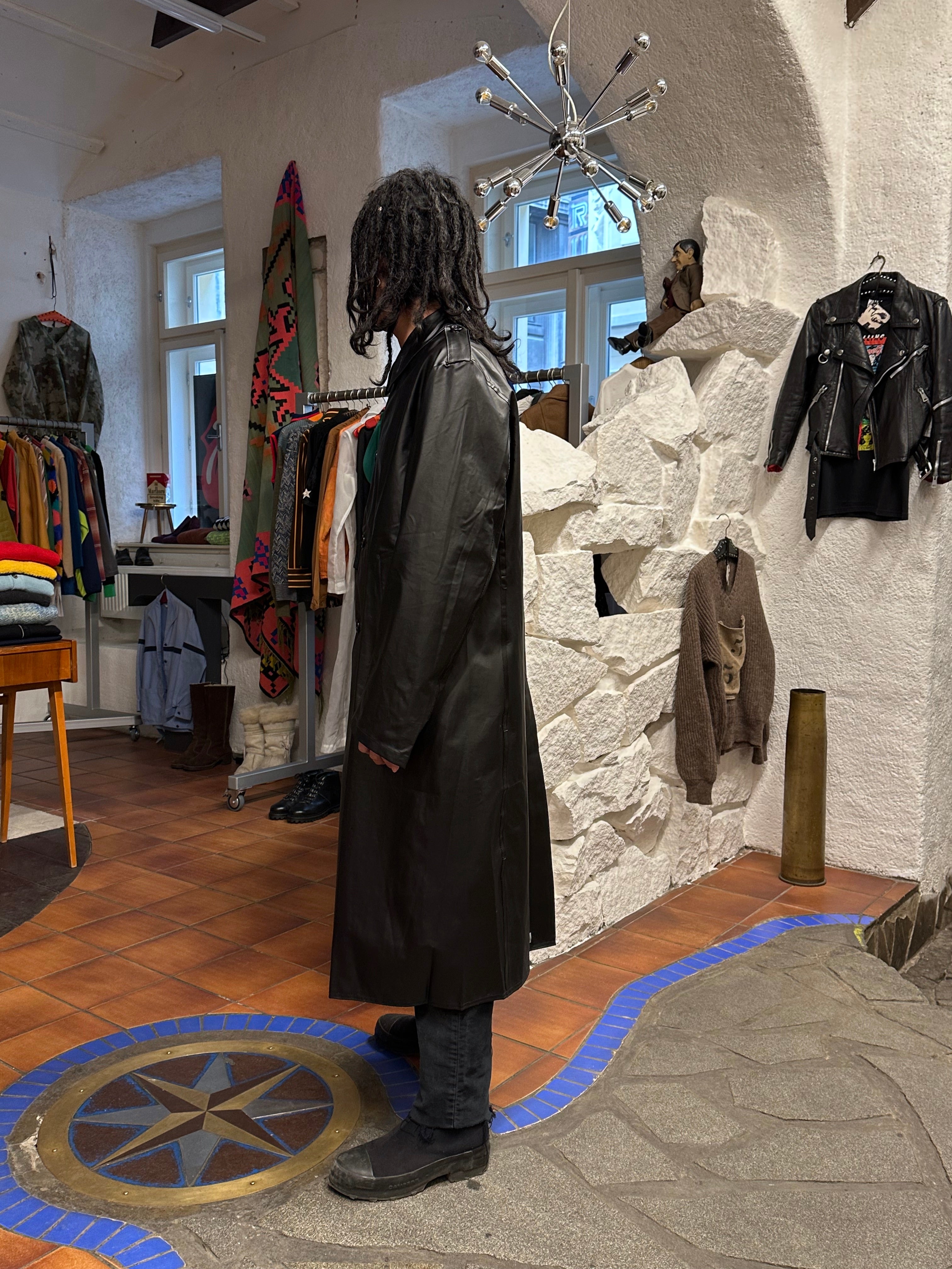 60s Swedish Army Black Rubber Raincoat – TOTO