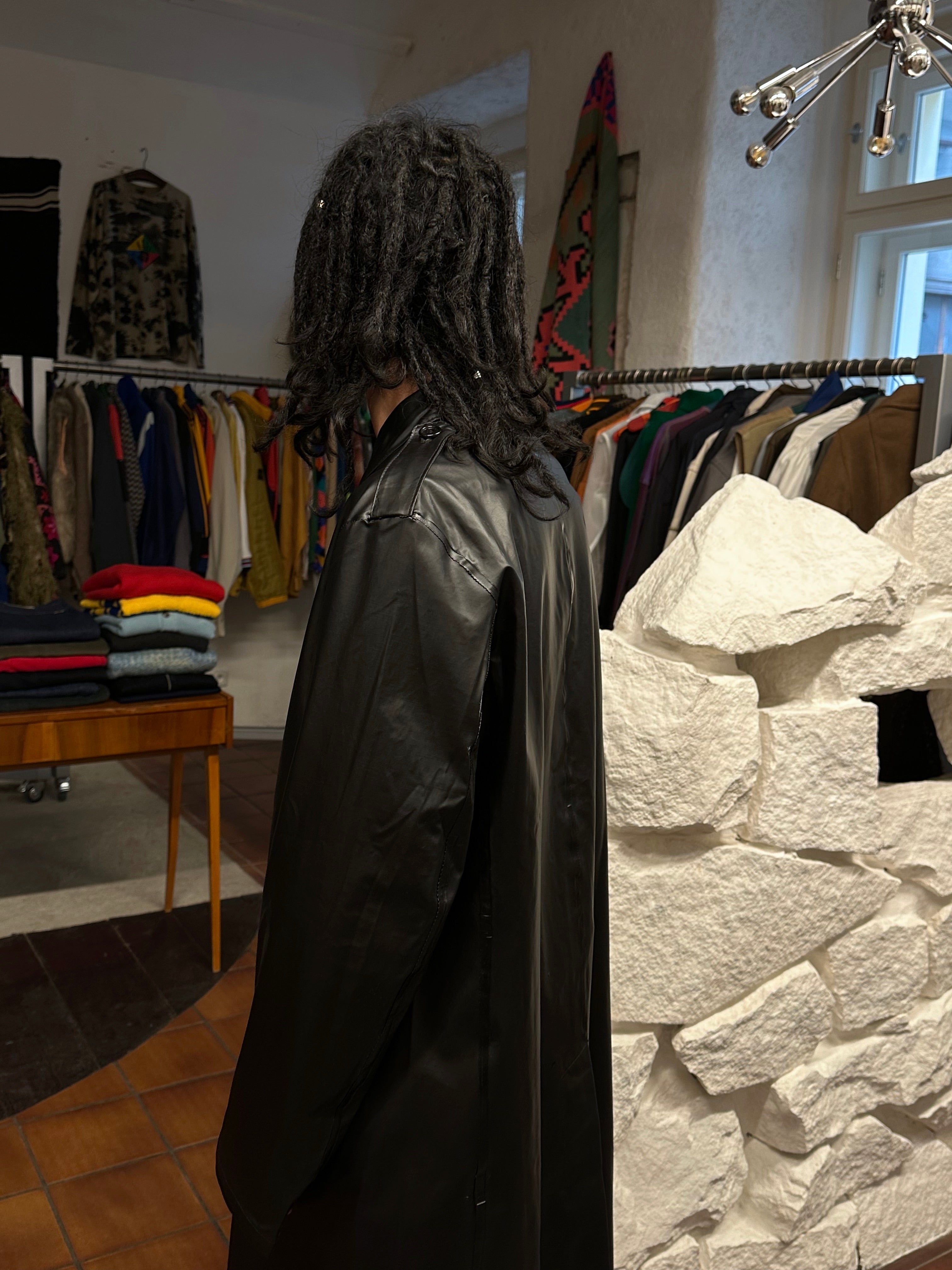 60s Swedish Army Black Rubber Raincoat – TOTO