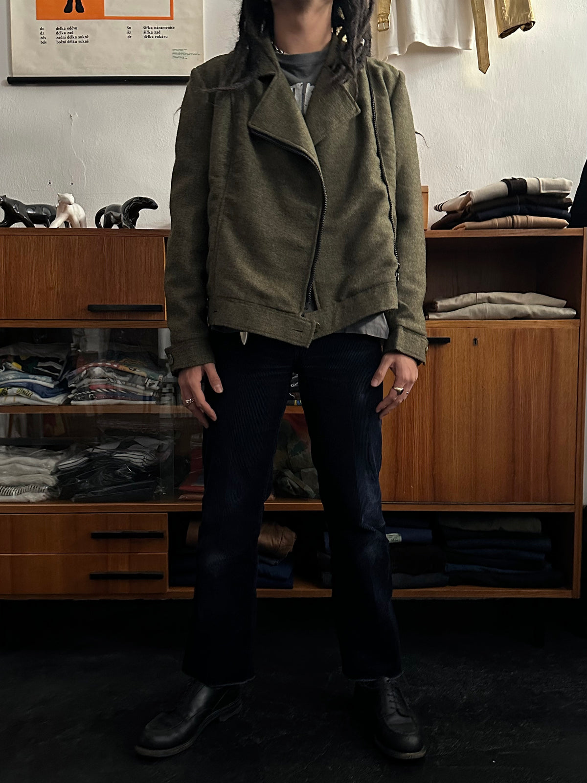 1970s Biker Jacket Wool Rare Prouvost Wool French Fabric Harker's Sports Bruxelles ブリュッセル ベルギー ライダース 70年代 フレンチ Toto Praha Vintage clothing shop Antique shop 古着屋 プラハ Showroom appointment Prague ユーロ古着 ヨーロッパ古着 古着卸 ヴィンテージ 