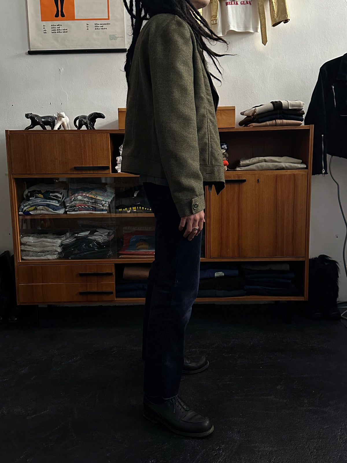 1970s Biker Jacket Wool Rare Prouvost Wool French Fabric Harker's Sports Bruxelles ブリュッセル ベルギー ライダース 70年代 フレンチ Toto Praha Vintage clothing shop Antique shop 古着屋 プラハ Showroom appointment Prague ユーロ古着 ヨーロッパ古着 古着卸 ヴィンテージ 