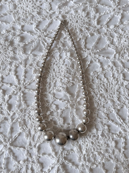 silver ball chain necklace link hermes tiffany vintage antique mexico 925 ボールチェーン ネックレス ヴィンテージ シルバー ジュエリー アクセサリー プラハ チェコ ボール リンク チェーン アクセ