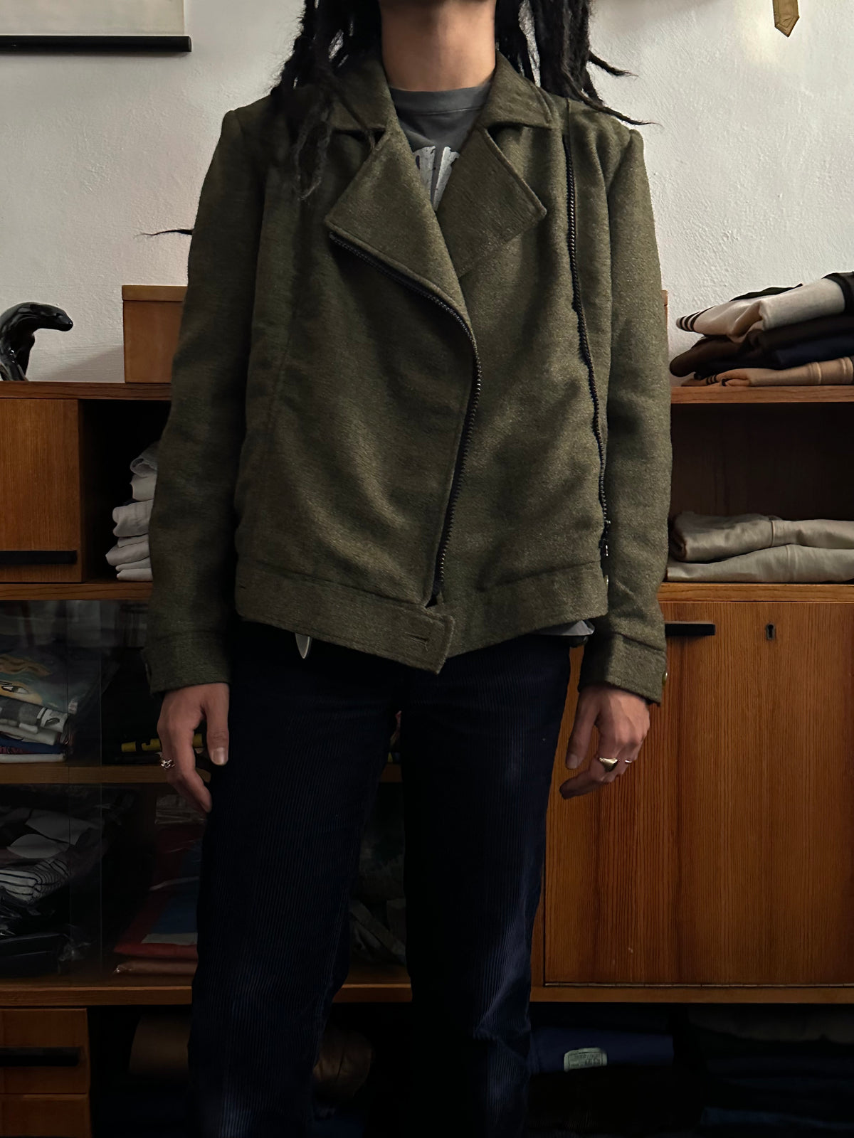 1970s Biker Jacket Wool Rare Prouvost Wool French Fabric Harker's Sports Bruxelles ブリュッセル ベルギー ライダース 70年代 フレンチ Toto Praha Vintage clothing shop Antique shop 古着屋 プラハ Showroom appointment Prague ユーロ古着 ヨーロッパ古着 古着卸 ヴィンテージ 