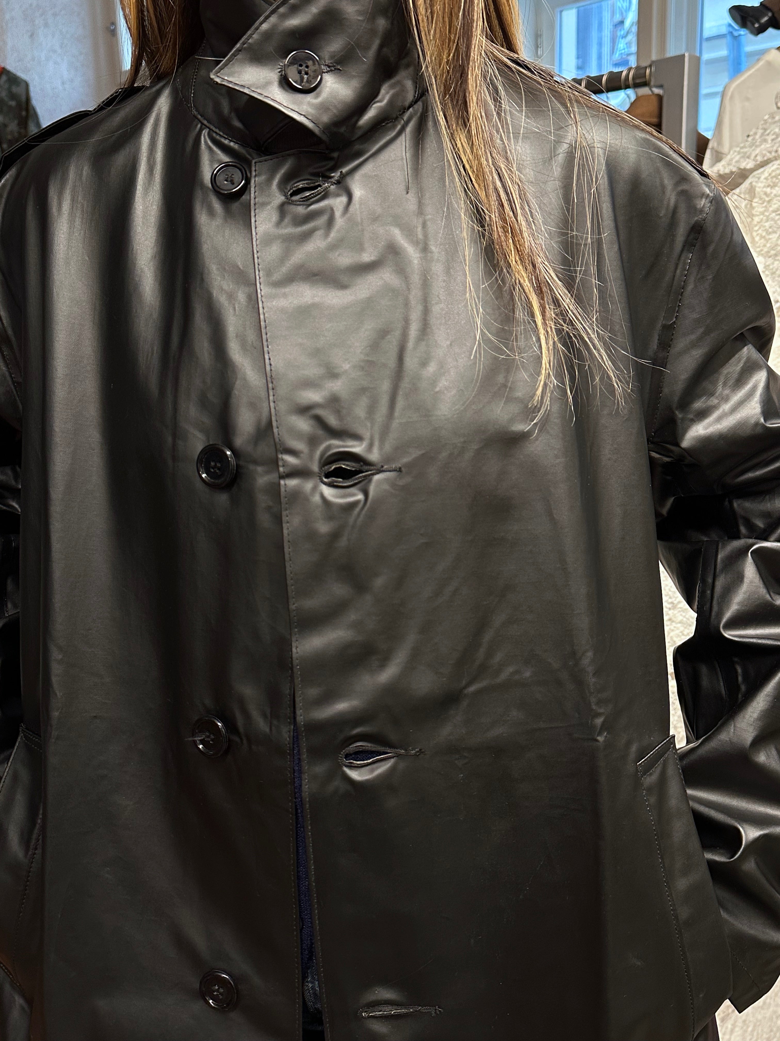 60s Swedish Army Black Rubber Raincoat – TOTO