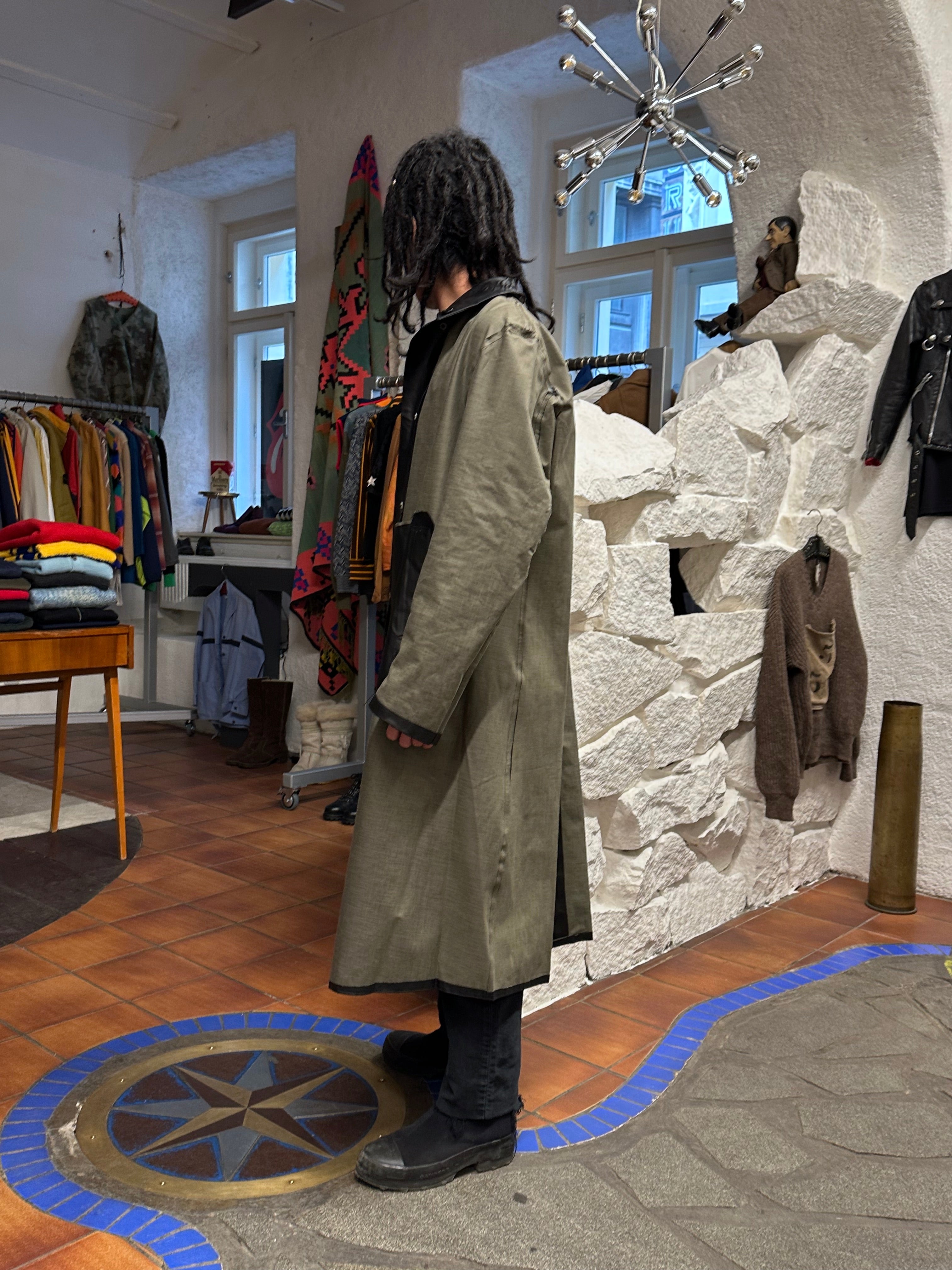 60s Swedish Army Black Rubber Raincoat – TOTO