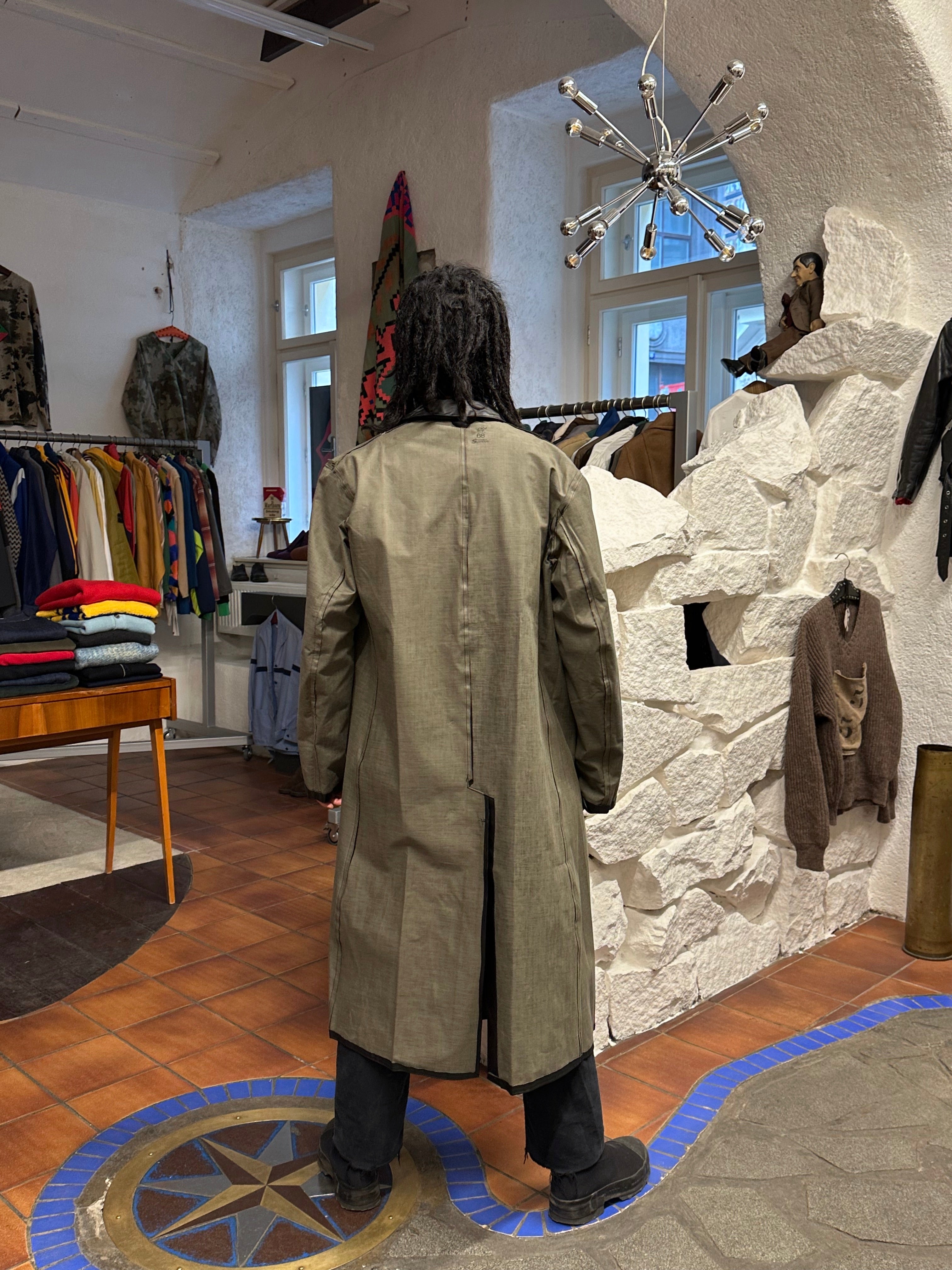 60s Swedish Army Black Rubber Raincoat – TOTO