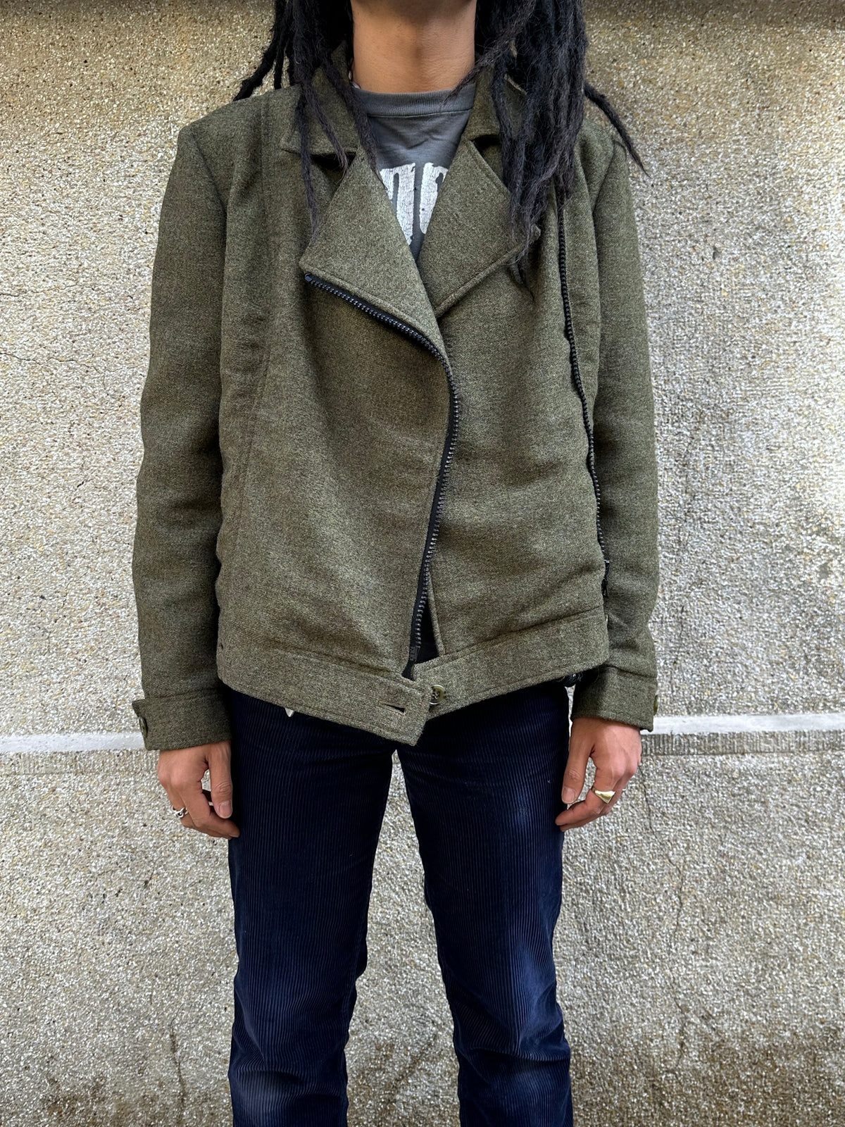 1970s Biker Jacket Wool Rare Prouvost Wool French Fabric Harker's Sports Bruxelles ブリュッセル ベルギー ライダース 70年代 フレンチ Toto Praha Vintage clothing shop Antique shop 古着屋 プラハ Showroom appointment Prague ユーロ古着 ヨーロッパ古着 古着卸 ヴィンテージ 