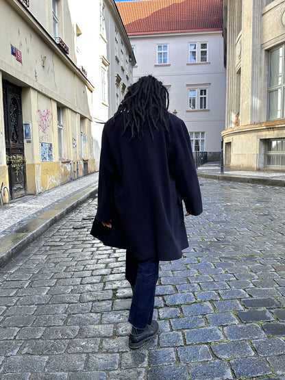1987 Late 1980s 80s 80年代 C.P. COMPANY Black Wool Coat Massimo Osti Made in Italy Toto Praha Vintage clothing shop Antique shop 古着屋 プラハ Showroom appointment Prague ユーロ古着 ヨーロッパ古着 古着卸 ヴィンテージ