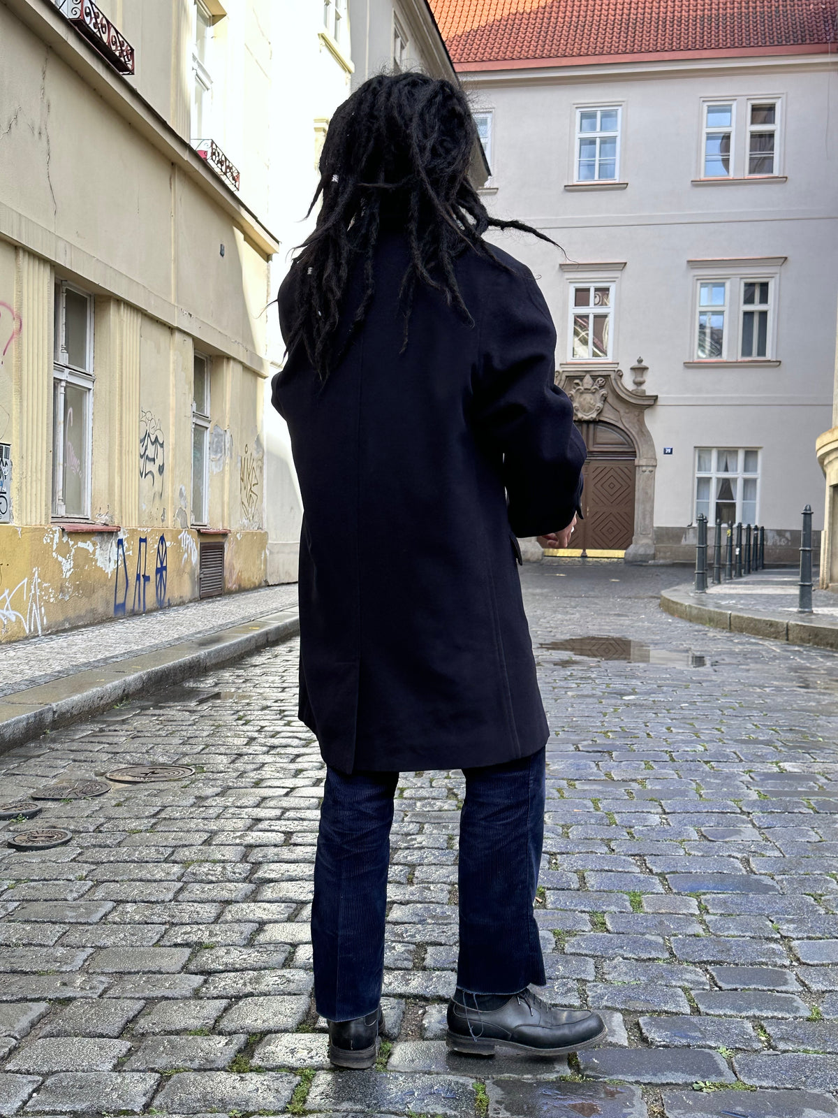 Late 1980s C.P. COMPANY Black Wool Coat