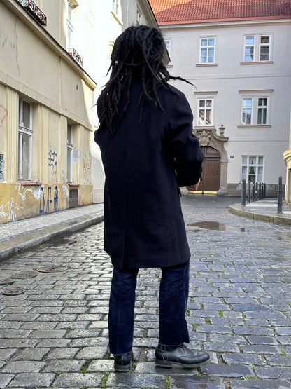 Late 1980s C.P. COMPANY Black Wool Coat