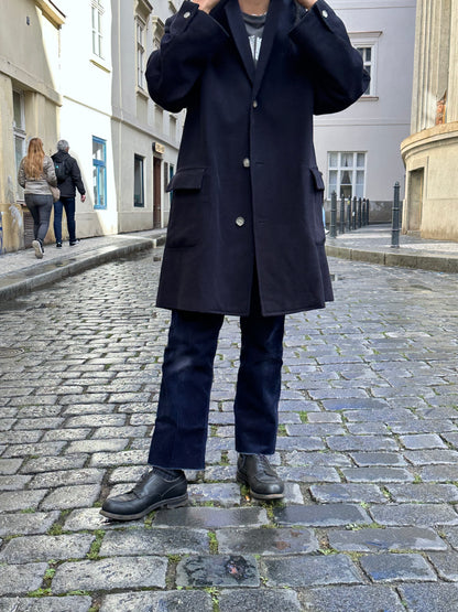 Late 1980s C.P. COMPANY Black Wool Coat