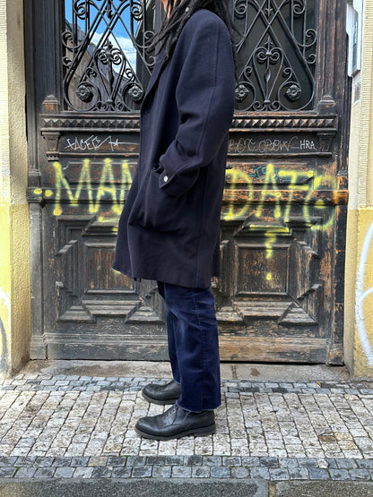 1987 Late 1980s 80s 80年代 C.P. COMPANY Black Wool Coat Massimo Osti Made in Italy Toto Praha Vintage clothing shop Antique shop 古着屋 プラハ Showroom appointment Prague ユーロ古着 ヨーロッパ古着 古着卸 ヴィンテージ