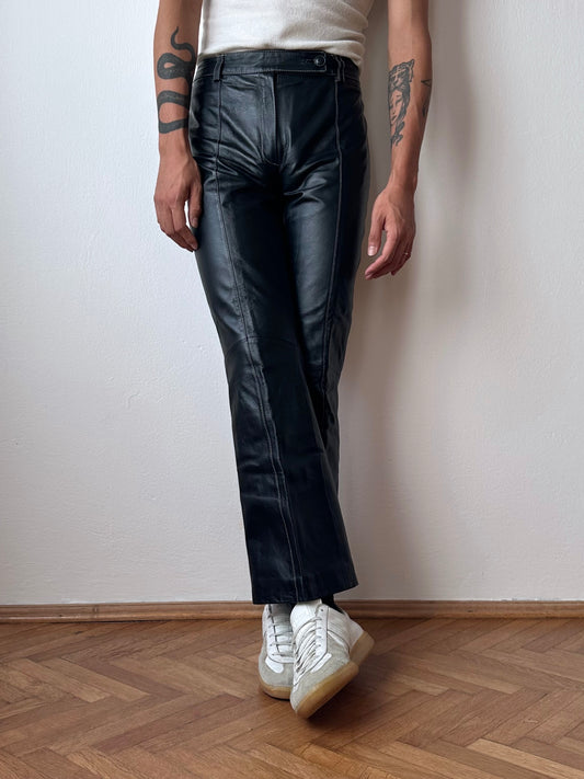 Black leather flare - w28