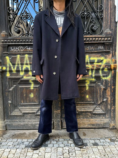 1987 Late 1980s 80s 80年代 C.P. COMPANY Black Wool Coat Massimo Osti Made in Italy Toto Praha Vintage clothing shop Antique shop 古着屋 プラハ Showroom appointment Prague ユーロ古着 ヨーロッパ古着 古着卸 ヴィンテージ