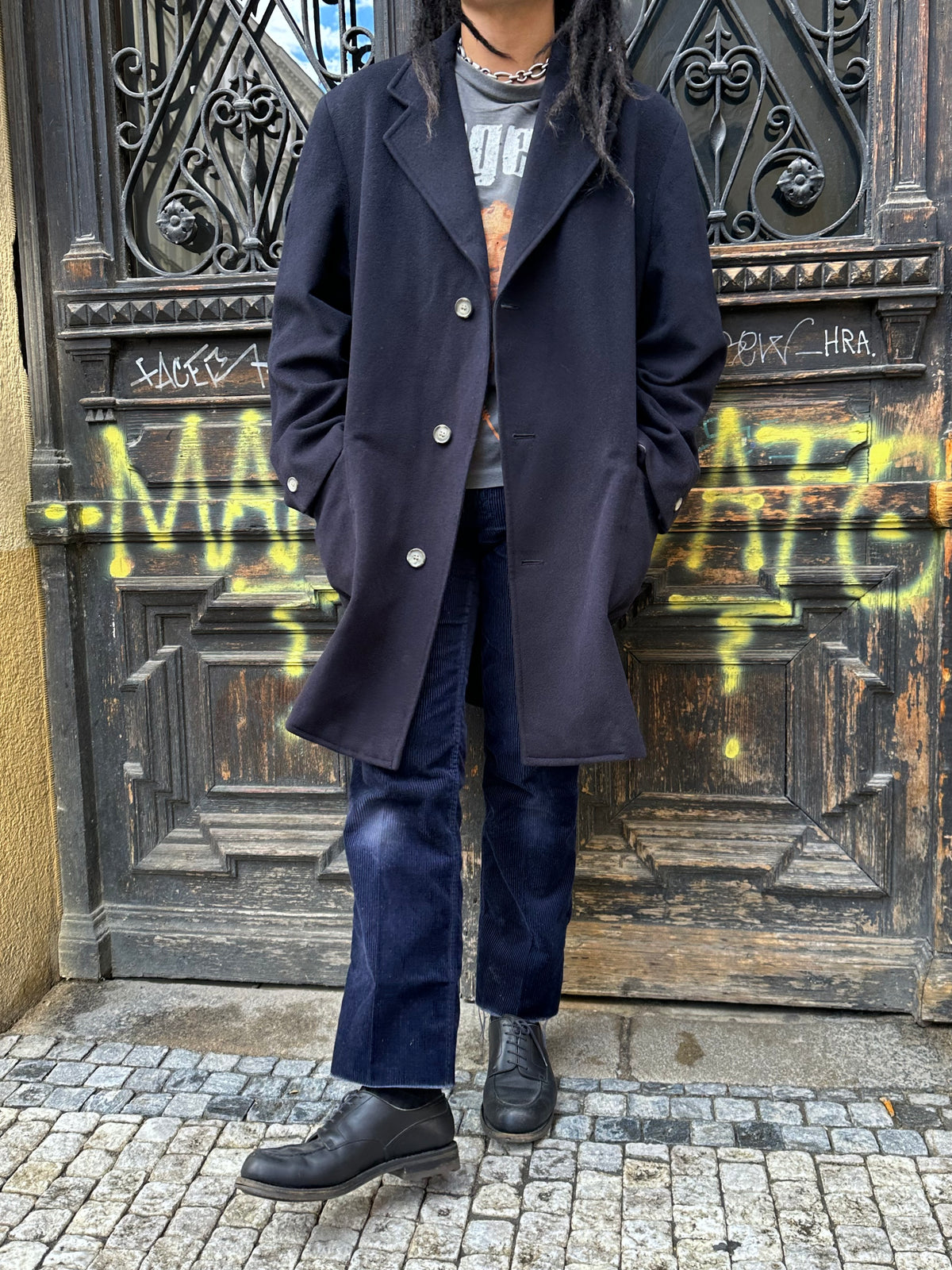 Late 1980s C.P. COMPANY Black Wool Coat