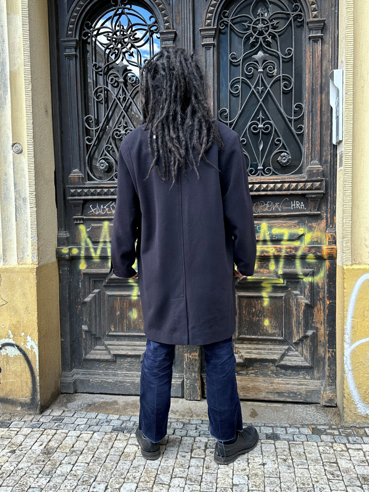 Late 1980s C.P. COMPANY Black Wool Coat