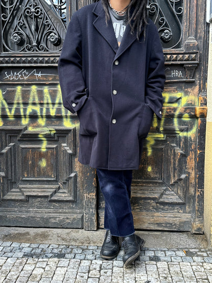 1987 Late 1980s 80s 80年代 C.P. COMPANY Black Wool Coat Massimo Osti Made in Italy Toto Praha Vintage clothing shop Antique shop 古着屋 プラハ Showroom appointment Prague ユーロ古着 ヨーロッパ古着 古着卸 ヴィンテージ
