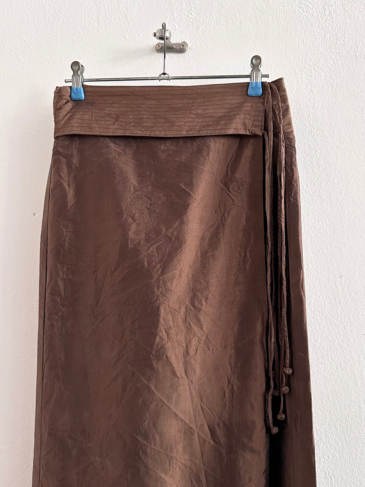 silk shantung wrapping skort