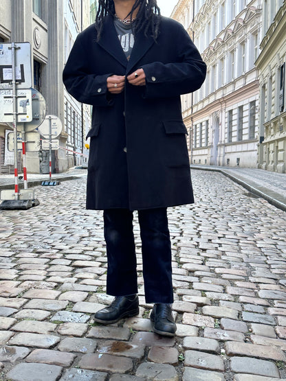 Late 1980s C.P. COMPANY Black Wool Coat