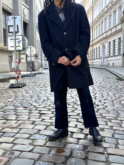 1987 Late 1980s 80s 80年代 C.P. COMPANY Black Wool Coat Massimo Osti Made in Italy Toto Praha Vintage clothing shop Antique shop 古着屋 プラハ Showroom appointment Prague ユーロ古着 ヨーロッパ古着 古着卸 ヴィンテージ