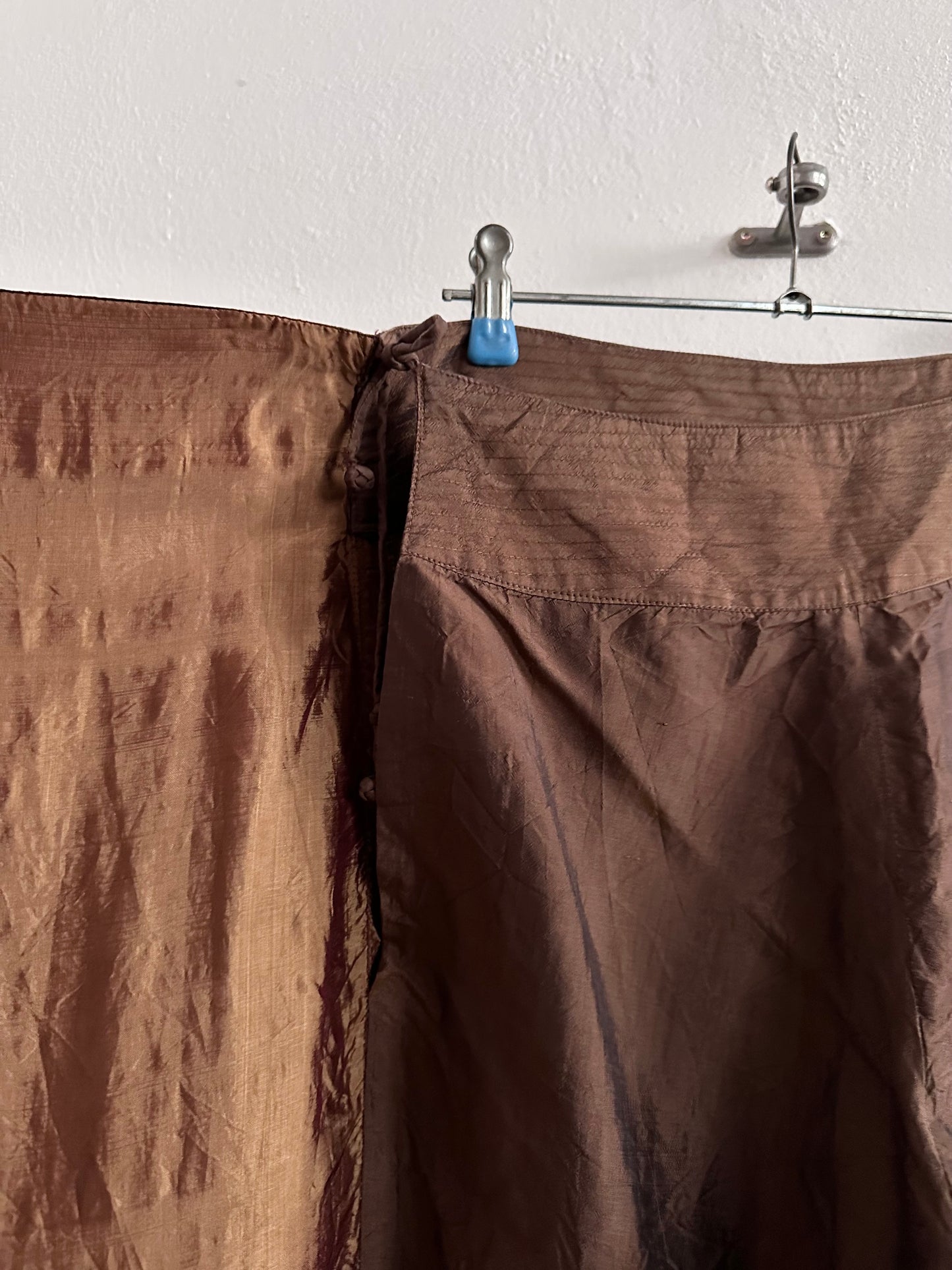 silk shantung wrapping skort