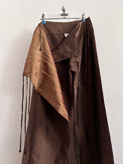 silk shantung wrapping skort