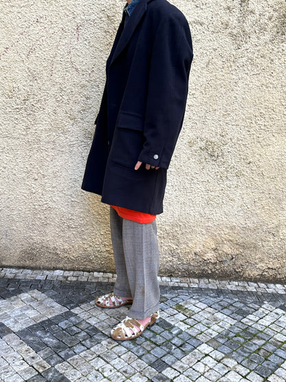 1987 Late 1980s 80s 80年代 C.P. COMPANY Black Wool Coat Massimo Osti Made in Italy Toto Praha Vintage clothing shop Antique shop 古着屋 プラハ Showroom appointment Prague ユーロ古着 ヨーロッパ古着 古着卸 ヴィンテージ
