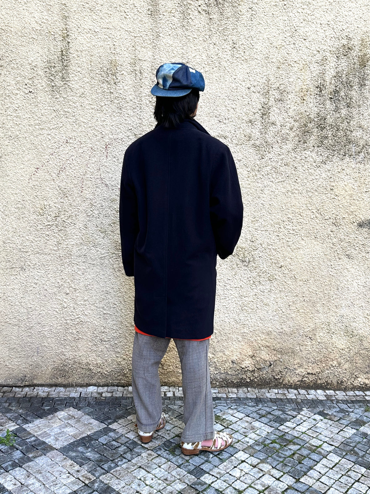 1987 Late 1980s 80s 80年代 C.P. COMPANY Black Wool Coat Massimo Osti Made in Italy Toto Praha Vintage clothing shop Antique shop 古着屋 プラハ Showroom appointment Prague ユーロ古着 ヨーロッパ古着 古着卸 ヴィンテージ