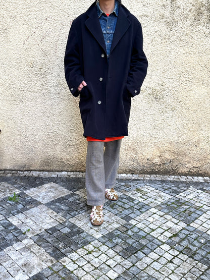 1987 Late 1980s 80s 80年代 C.P. COMPANY Black Wool Coat Massimo Osti Made in Italy Toto Praha Vintage clothing shop Antique shop 古着屋 プラハ Showroom appointment Prague ユーロ古着 ヨーロッパ古着 古着卸 ヴィンテージ