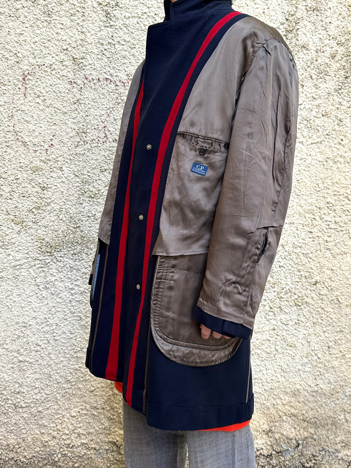 1987 Late 1980s 80s 80年代 C.P. COMPANY Black Wool Coat Massimo Osti Made in Italy Toto Praha Vintage clothing shop Antique shop 古着屋 プラハ Showroom appointment Prague ユーロ古着 ヨーロッパ古着 古着卸 ヴィンテージ