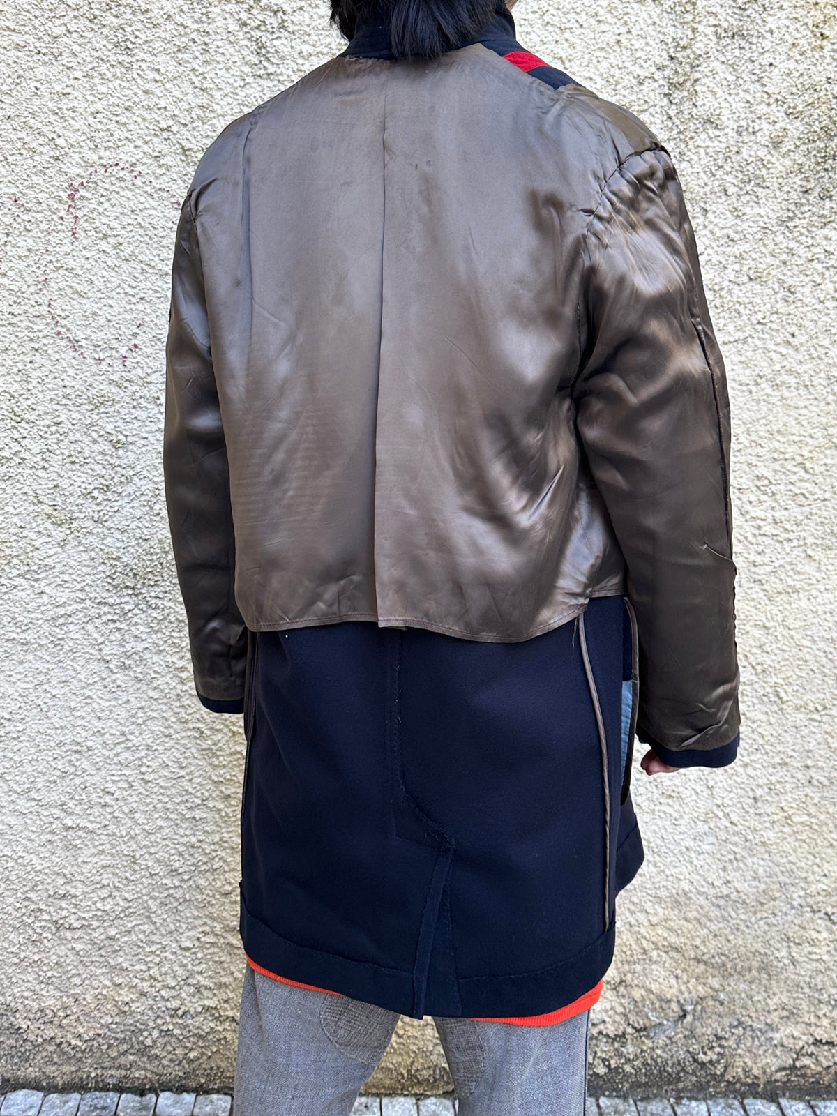 1987 Late 1980s 80s 80年代 C.P. COMPANY Black Wool Coat Massimo Osti Made in Italy Toto Praha Vintage clothing shop Antique shop 古着屋 プラハ Showroom appointment Prague ユーロ古着 ヨーロッパ古着 古着卸 ヴィンテージ