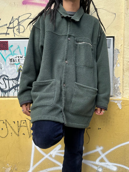 1990s Patagonia Shirring Coat 90年代 パタゴニア シャーリングコート フリース シンチラ レア ナイロン Toto Praha Vintage clothing shop Antique shop 古着屋 プラハ Showroom appointment Prague ユーロ古着 ヨーロッパ古着 古着卸 ヴィンテージ Made in USA アメリカ製 緑 Green